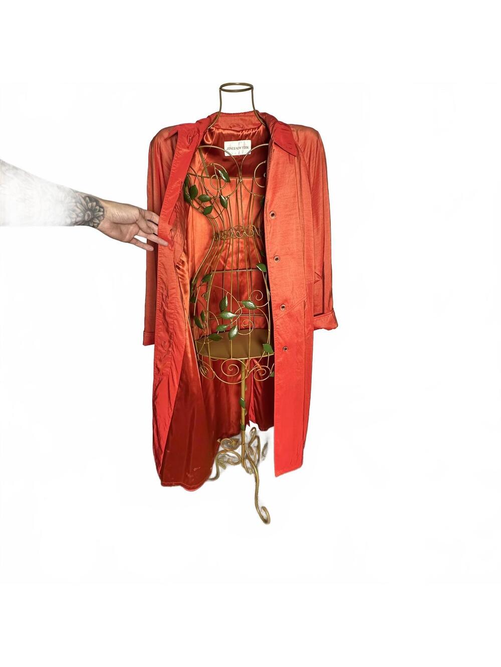 Vintage Jones New York Metallic Raincoat – Luxe Statement Trench (Made in USA) - Picture 6 of 9
